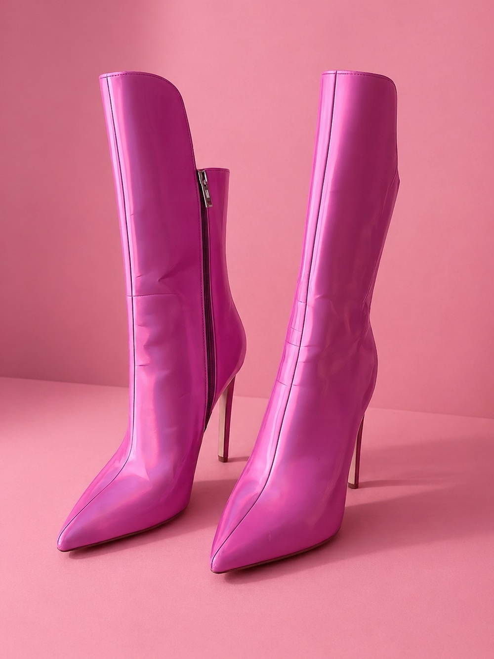 AKIRA Hot Pink Pointed-Toe Stiletto Knee Boots